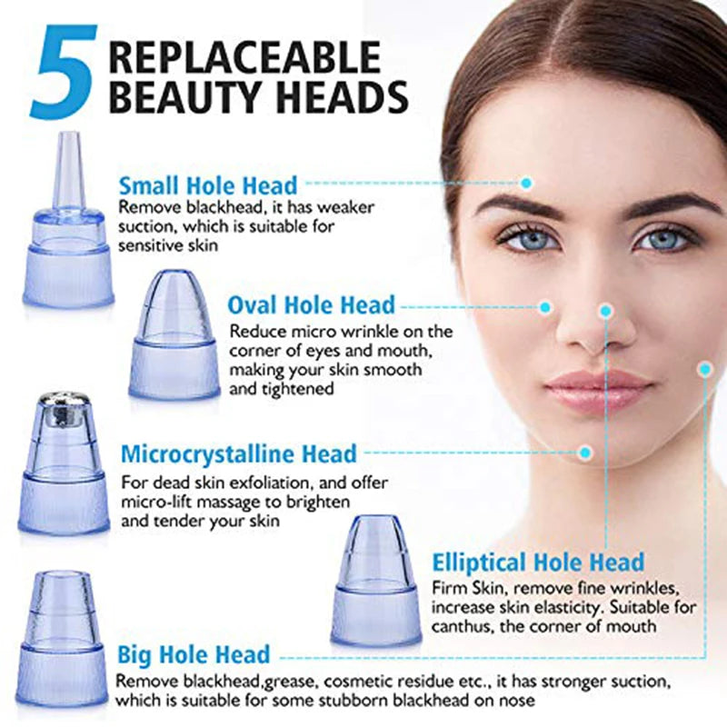 Facial Blackhead Remover Pore Acne Pimple Removal Face Nose Cleaner Vacuum Suction Facial Diamond Beauty Clean Skin Oil Dirty