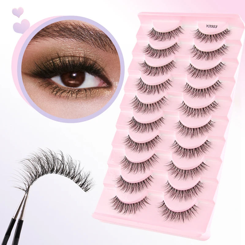 Natural Short False Mink Lashes 3/5/10 Pairs Extensions Eye Hair False Eyelashes 3D Faux Cils Soft Fluffy Eye Lashes for Beauty